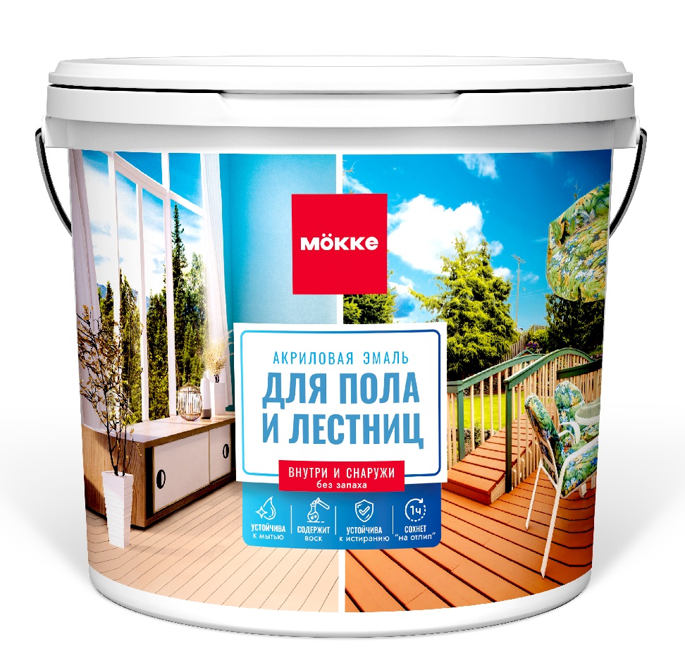Эмаль акриловая п/гл. MÖKKE для пола, жёлто-коричневый,  2,4 кг13324- купить в АПлайн