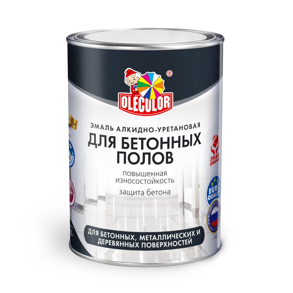 Эмаль для бетонных полов OLECOLOR алкидно-уретановая серый 2,7кг4300002255- купить в АПлайн