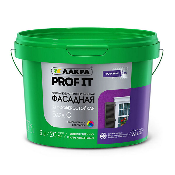 Краска в/д ЛАКРА PROF IT фасадная База С 3кгЛк-00008182- купить в АПлайн