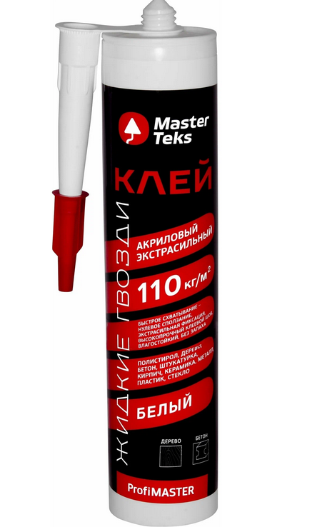 Клей акриловый MasterTeks PM Жидкие гвозди 110 кг/м2 экстрасильный 0,430кг белый /9781737/97529349752934/9781737/9782458- купить в АПлайн