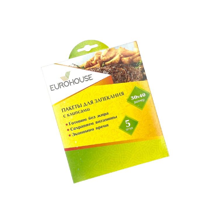 Пакеты для запекания EuroHouse 5шт с клипсами 30*40см 49144914- купить в АПлайн